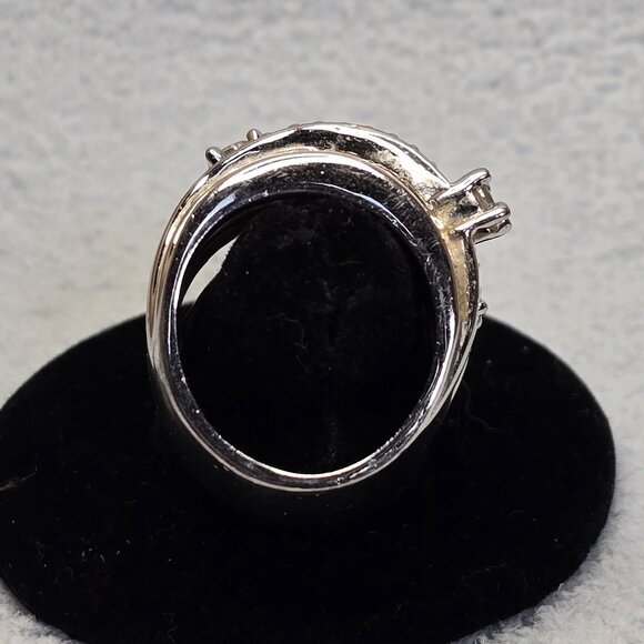 Wide Stacked-Look Ring in Silvertone - Picture 4 of 8